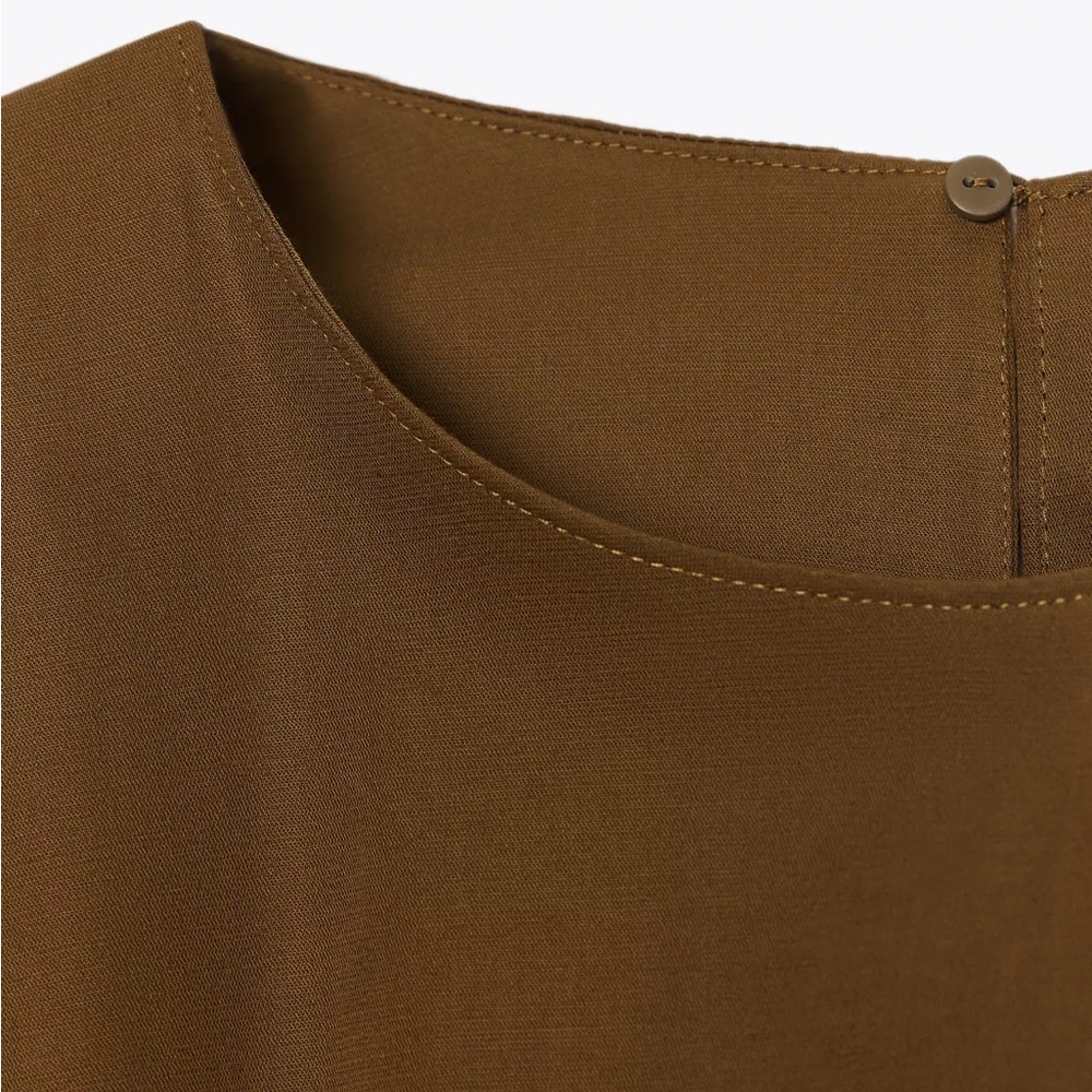 ZARA LINEN BLEND ZW COLLECTION PLEATED MIDI DRESS - Picture 6 of 9